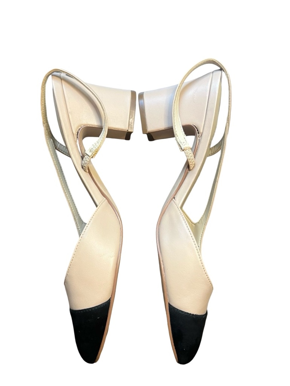 Marc Fisher Laynie Block Heel Slingback Pumps in Nude and Black - Picture 4 of 7